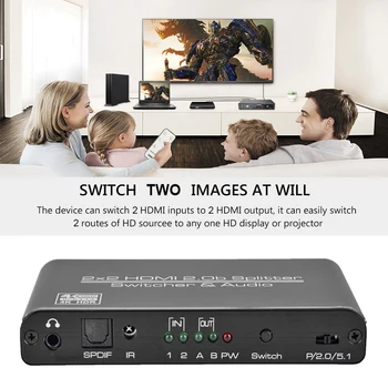 HDMI 2.0 Matice 4K @ 60Hz HDMI 2x2 Prepínač Splitter 3D HDCP 2.2 HDR HDMI Maticový Prepínač s 3,5 mm konektor pre Slúchadlá Audio Výstup