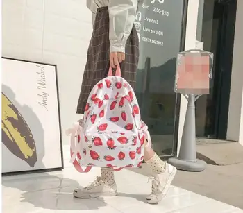 1 kus Harajuku nylon Lolita dievèa Roztomilý Ovocie Jahody flamingo Batoh batoh pre Voľný čas Bowknot Riband Kawaii Školské tašky