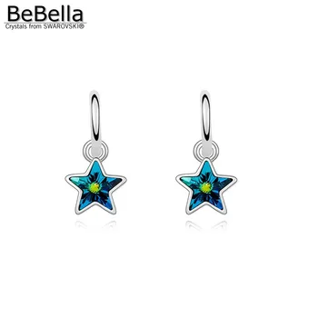 BeBella pentagram star drop prívesok náušnice pre ženy s Kryštálmi od Swarovski módne šperky dievčatá darček k narodeninám