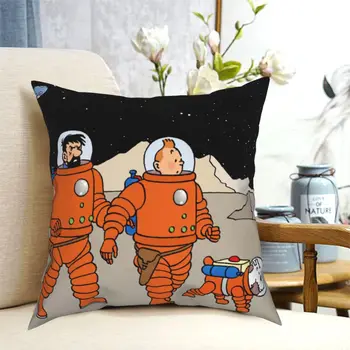 The Adventures Of Tintin Treska Astronauti Pillowcover Dekorácie Vankúše Hodiť Vankúš pre Obývacia Izba obojstranná Tlač