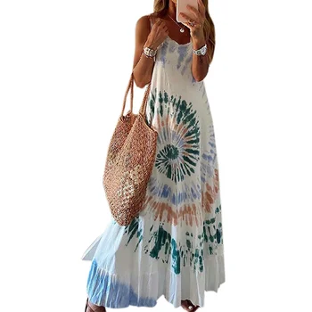 Vicabo Šaty Plus Veľkosti Ženy Caual Voľné Šaty 2020 Žena Špagety Popruh V Krku Dĺžka Podlahy Letné Plážové Šaty