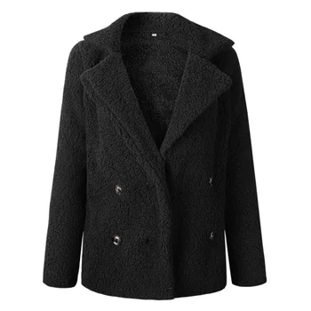 Zimné baránok vlna bunda ženy umelú kožušinu kabát Bežné, ružové a čierne tlačidlo kožušiny bunda, kabát dlhý rukáv zosilnené vrchné oblečenie 2019
