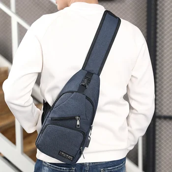Plátno USB nabíjanie Messenger taška hrudníka taška Muž Tašky cez Rameno, Anti Theft Hrudníka Taška Školy Lete Krátky Výlet Poslov Taška Sac