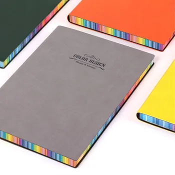 Roztomilý Notebook A6/A5/16 K Kožené Vestník Denne Planer Poznámky pevná Väzba Notebook Hrubý Papier Rainbow Okraj Poznamenávame, Knihy, kancelárske potreby