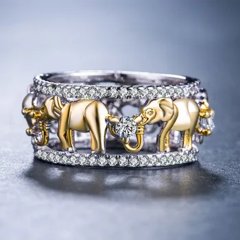 Cute Elephant Zvierat, Dva-farba Zirkón Krúžok Módny Osobnosti Ženské Šperky výrobcu Veľkoobchod