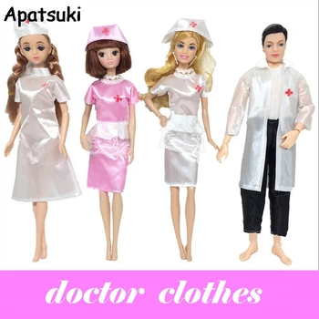 4SETS 1/6 Bábika Príslušenstvo Cosplay Kostým Set Pre Bábiky Barbie Módne Jednotné Ženská Sestra Muž Lekár Šaty, Hračky