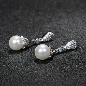 Bague Ringen 925 sterling silver Pearl Šperky prírodné sladkovodné perly drop náušnice pre ženy Silver Visieť Náušnice