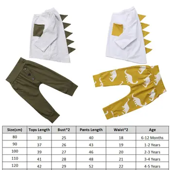 NÁS Batoľa Detský Baby Chlapci Dinosaura Bavlnené tričko, Nohavice, Oblečenie, Oblečenie 6M - 5T