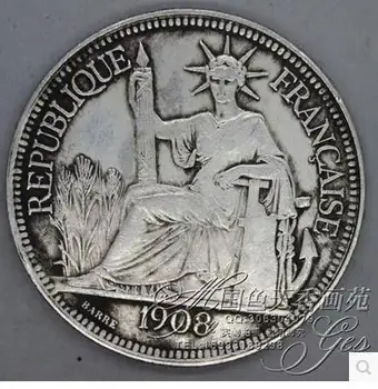Zriedkavé Západnej strieborné mince,Socha Slobody ,1908,doprava zdarma