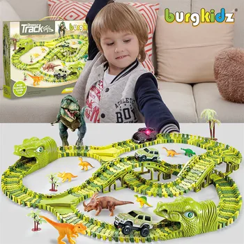 Horúce magic rack autíčka pre chlapcov, Hračky Dinosaurov Vlak Železničnej pretekárska dráha auto na Elektrický pohon detské hračky pre 2 až 4 rokov darček