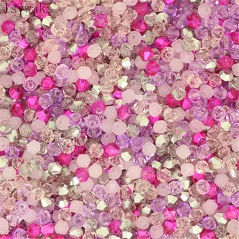 Ružová Multicolor 500pcs 4 mm Crystal Korálky Bicone Kameň Šperky Zistenia Strapec Lariat Náušnice Skla, Kremeňa Príslušenstvo