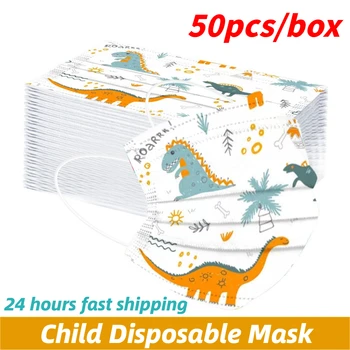 50Pc Cartoon Dinosaura Deti Jednorázové Masky 3 Vrstvy Dieťa Filter Hygieny Zahustiť Detí Tvár, Ústa Maska Strmeň Rýchlo Delievry