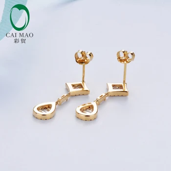 Caimao Šperky 18k Žlté Zlato 1.21 ct Prírodné Diamanty, Zásnubný Drop Náušnice