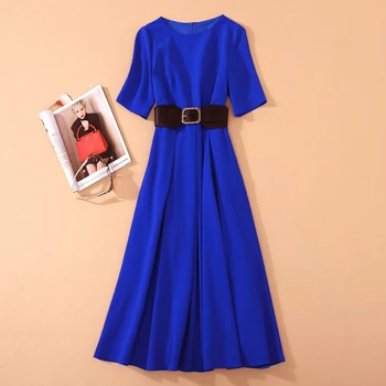 Kate Middleton Kvalitné 2020 Lete Novej dámskej Módy Pracovisku Vintage Elegantné, Elegantné Modré Bežné Party Šaty Koleno Dĺžke