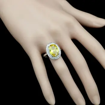 925 Silver Šperky Sady Pre Ženy Žltá Cubic Zirconia White Crystal Drop Náušnice/Prívesok/Náhrdelník/Krúžok/Náramok Nastaviť