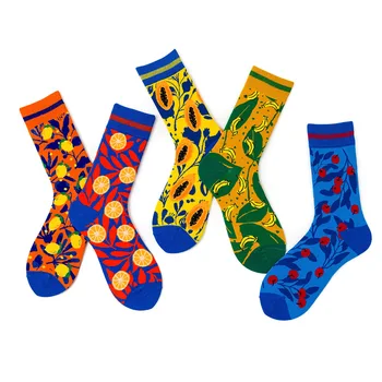 5 Párov 2019 Nové Mans Šťastný Ponožky Bavlna Trubice Mužov Ponožky Zimné, Jesenné s Farebné Ovocie 162