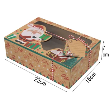 Naše Teplé 12pcs Vianočný Darčekový Box S Vekom Jasné Okno Kraft Papier Boxy 2021 Nový Rok Darčeky Box Láskavosti DIY Dodávky