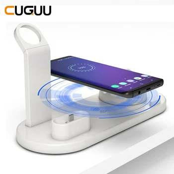 CUGUU 10W Qi Bezdrôtový Rýchlo Nabíjačka, Dokovacia Stanica, 4 v 1 Pre Iphone Airpods Android USB Typu C Stojan 3.0 Pre Apple Hodinky Nabíjačky