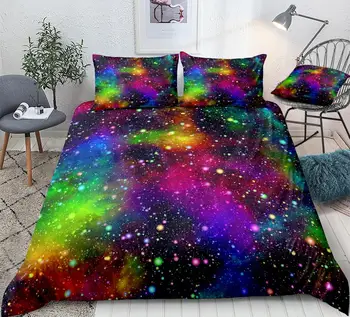 Farebné Galaxy Perinu Nastaviť Multicolor Vesmíru Posteľná Bielizeň Vesmíru Hmlovina Nočné Hviezdne Nebo Deka Kryt Rainbow Dieťa Dropship