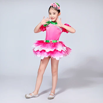Moderné Kvetinové dancewear dievčatá tanečných kostýmov, deti salsa tanečné šaty dievča tanečné nosiť tanečné šaty dievča