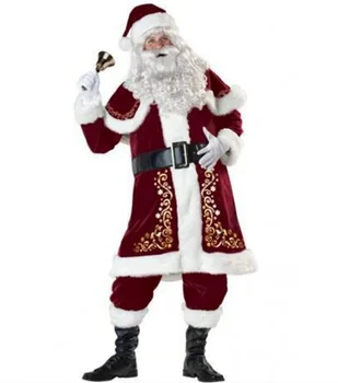 Santa Claus Vianočný Kostým pre Dospelých Mužov Červená Celý Set Plus Veľkosti 6XL Cosplay Fúzy Pás Klobúk Santa Veselé Vianočné Kostýmy