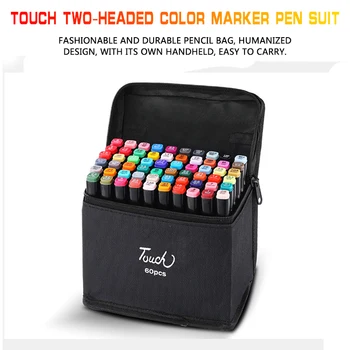 Dotyk obojstrannú farebnú marker pero oblek, 60-farba 80-farba študent dizajn, ručne maľované pero, animácie, náčrt, akvarel pero