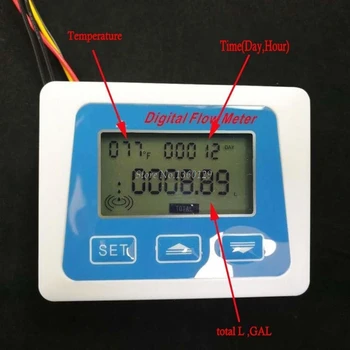 Digitálny LCD displej prietok Vody snímač merača prietokomer totameter Teplota časový záznam S G1/2 prietoku snímač Whosale&Dropship