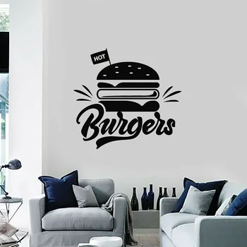 Horúce Hamburgery Vinyl Na Stenu Odtlačkový Fast Food Reštaurácia Nepremokavé Obchod Okno Prihlásenie Logo Tapety Kuchyňa Dekorácie, Nálepky Z784