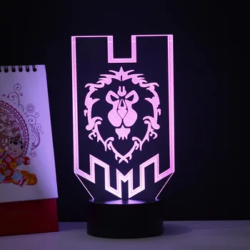 World of Warcraft 3D Efekt Lampa LED Optické Ilúzie, písací Stôl Tabuľka Nočné Svetlo 7 farieb Zmena pre Deti bulbing Vianočný Darček