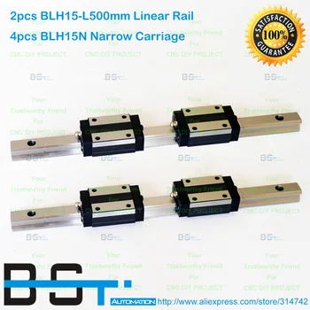 15 mm Lineárny Príručka 2 ks BLH 15 -L 500mm Lineárne železničnej +4pcs BLH15N Námestie Lineárne Prepravu Blok pre CNC router a Namiesto toho HGH15CA