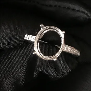 Rad vŕtať štýle, oválneho tvaru krúžku nastavenia S925 strieborný prsteň base ramienka kolík nastavenie kameň vykladané šperky čo DIY ženy