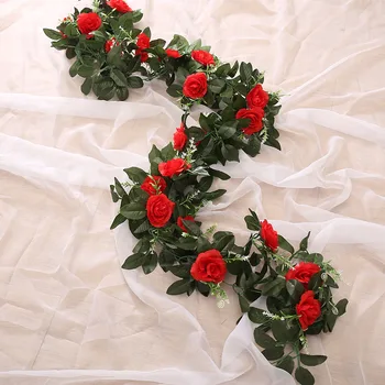 Umelé Ruže Kvet Falošné Závesné Dekoratívne Ruže Viniča Rastliny Listy Artificials Garland Kvety, Svadobné Dekorácie