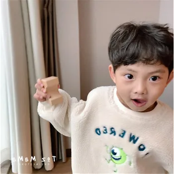 Deti Zimný Sveter Kórejský Chlapci Dieťa Dvojvrstvové Pribrala Sveter Cartoon Pulóver Top Košele Roztomilý Mikina Dievčatá Deti