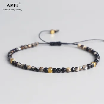 AMIU 3 mm Prírodný Kameň Korálky Tibetskej Kameň Korálky Úsek Náramok Pre Mužov, Ženy, Joga Čakra Crystal Perličiek Náramky