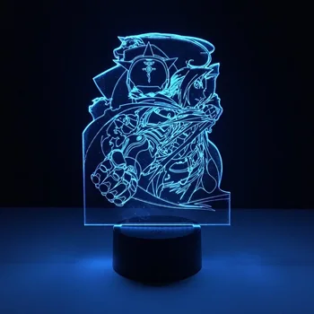 Fullmetal Alchemist 3D LED Nočné Svetlo 7 Farieb Mení na Čítanie Miestnosti Dekorácie Akcie Obrázok Hračka Pre Narodeniny Vianočný Darček