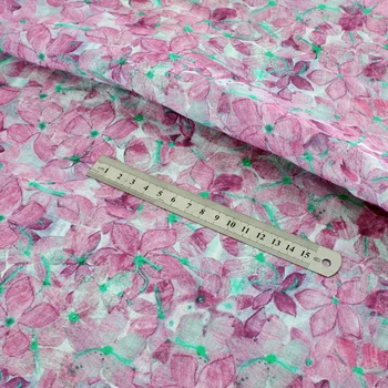 Vysoko kvalitný čistý ramie tkaniny High-end šaty cheongsam, šaty a tričko tissu Ružová série Ružový kvet Jedinečný tlač tissus