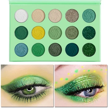 DE'LANCI 2ks make-up Eyeshadow Palety Matným Leskom Pigmentované Lesk Očné tiene Palety - Zelená a Fialová
