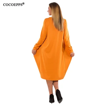 Móda Plus Veľkosť ženy Šaty 2019 4XL 5XL 6XL Ženy Zimné Oblečenie na Jeseň Voľné Šaty Veľké Veľkosti, Ležérne Elegantný Teplé vestidos