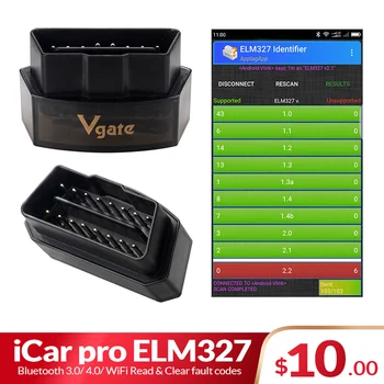 Vgate iCar Pro Bluetooth 4.0/WIFI OBD2 Skener Pre Android alebo IOS ako icar2 ELM327 Bluetooth Auto Code Reader OBDII Diagnostický Nástroj