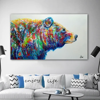 Farebné Medveď Zvierat Plátno Maľovaní Plagátov A Tlačí Na Steny Umenie Fotografie Pre Obývacej Izby, Spálne, Moderná Domova