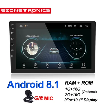 Android 8.1 GPS Navigácia, autorádio Auto Stereo 9 alebo 10.1 palcový 1024*600 Univerzálny Wifi, Bluetooth, USB, Audio Prehrávač Zrkadlo Odkaz