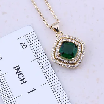 Rozkošný Zelená Imitácia Emerald & Kubický Zirkón Zlatá Farba Módne Šperky Sady Pre Ženy Vianočný Darček Módne Šperky E0032