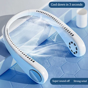 Mini Ventilátor Krku Dvojité Fanúšikov USB Nabíjateľné Prenosné Prenosné Bladeless Ventilátor 3 Rýchlosti Nastaviteľné pre Domáce Kancelárie