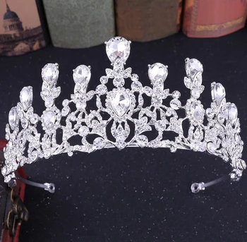 Luxusný Veľký Svadobný Tiara big Blue crystal Kráľovná Koruny Svadobné Doplnky do Vlasov diadem hlavový most Sprievod Vlasové Ozdoby Headdress