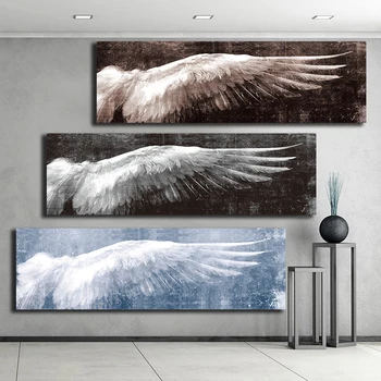 Anjelské Krídla Abstraktné Plátno Plagáty a Vytlačí Čierne a Biele Moderné Nástenné Umelecké Plátno Maľby obrazov na Stenu pre Obývacia Izba