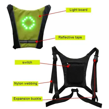 Cyklistická Vesta LED Bezdrôtový MTB Bike Taška Bezpečnostné LED Zase Signálneho Svetla Vesta Požičovňa Reflexné Výstražné Vesty s Diaľkovým ovládačom