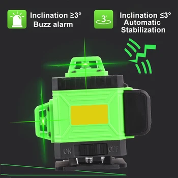 Presné 4D 16 Riadkov Laser Úroveň Digitálnej 4D Self-Vyrovnanie 360 Horizontálne A Vertikálne Kríž Super Silný Zelený Laserový Lúč Line