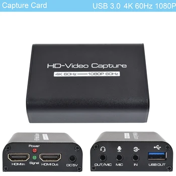 1080P 4K 60Hz HDMI Video Capture Karty, HDMI, USB 3.0 Nahrávanie Videa Box, PC Hry Live Streaming Video Rekordér Mikrofón Audio výstup