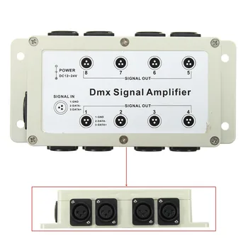 DMX512 LED Signál Rozdeľovací Zosilňovač Distribútor 1 Spôsob, 8-Kanálový Výstup Zosilňovača Splitter Distribútor pre Domáce Zariadení