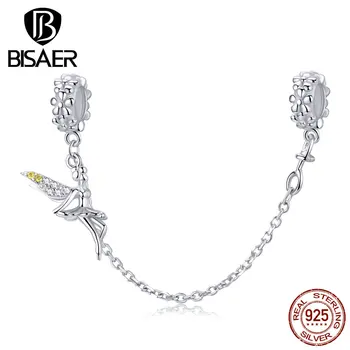 Víla charms BISAER 925 sterling silver lesná víla korálky zobrazili kľúčové tlačidlá vhodné pre šarm, náramky striebro 925 šperky príslušenstvo ECC1278